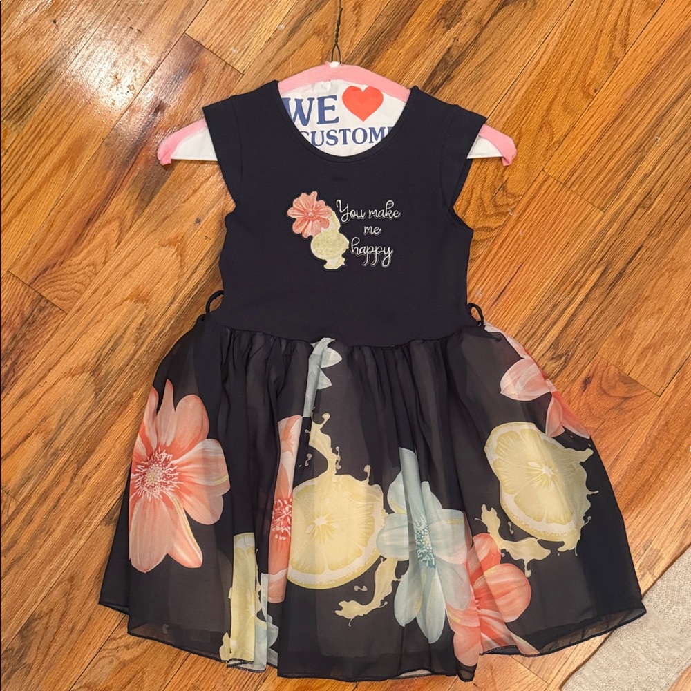 Floral Black Kids Dress